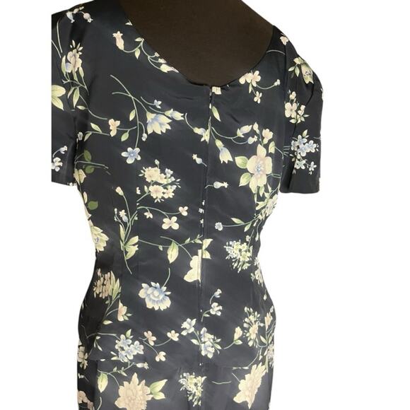 Vtg Floral Modest Peplum Maxi Dress 12 Feminine Wedding Guest Church Ladylike - Picture 4 of 6